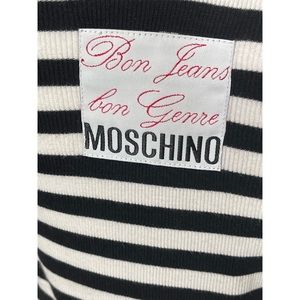 Moschino Vintage Bon Jeans Striped Sleeveless Tank Top Lace Trim Sz 12